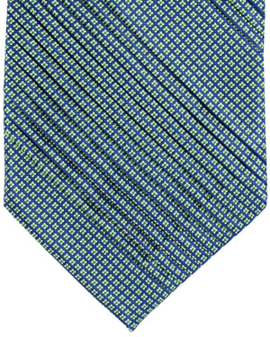 Stefano Ricci Tie Green Navy Geometric Design - Pleated Silk