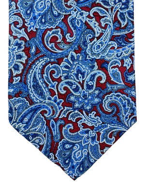 Stefano Ricci Silk Tie Bordeaux Blue Paisley Design