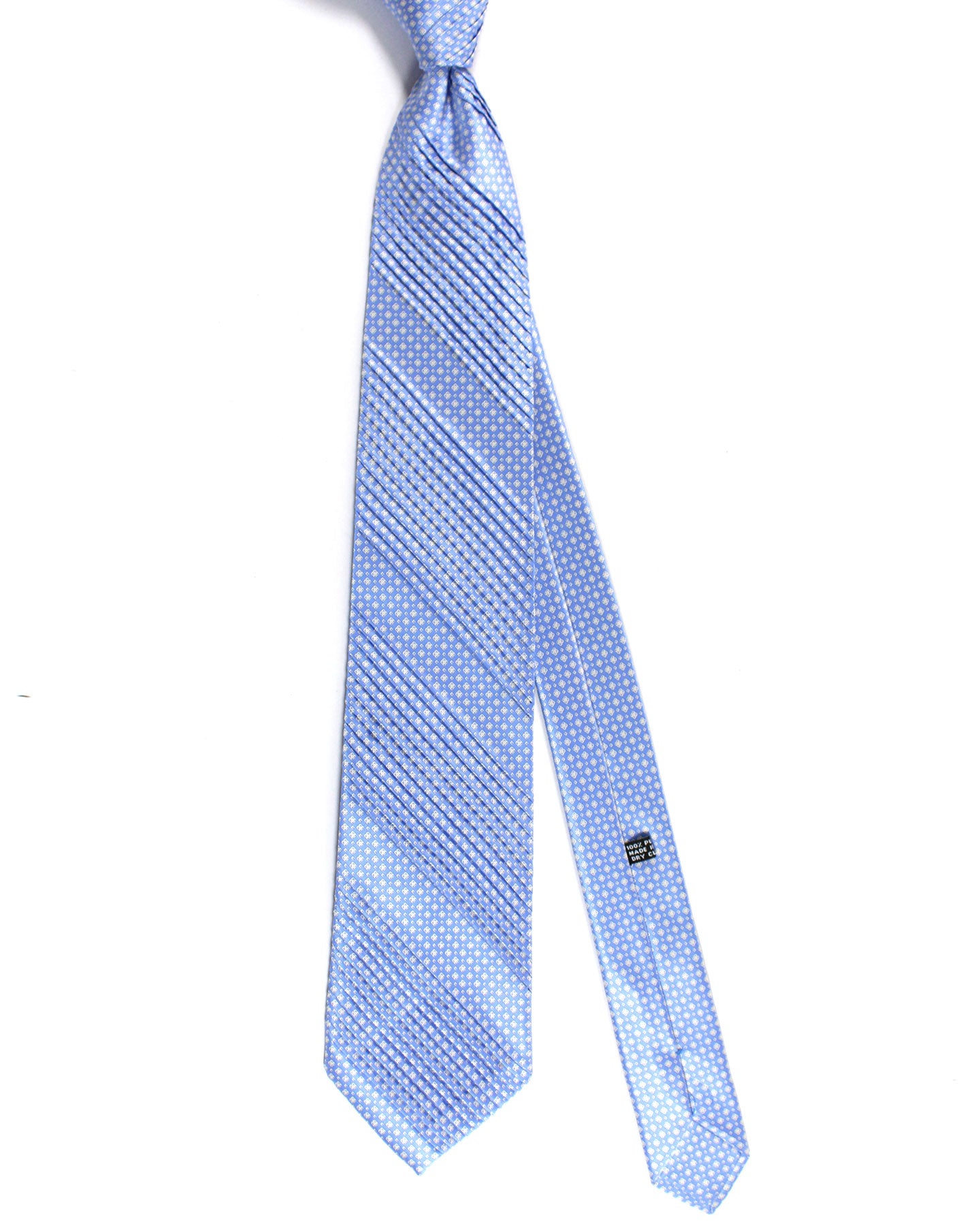 Stefano Ricci Tie Sky Blue Geometric Design - Pleated Silk