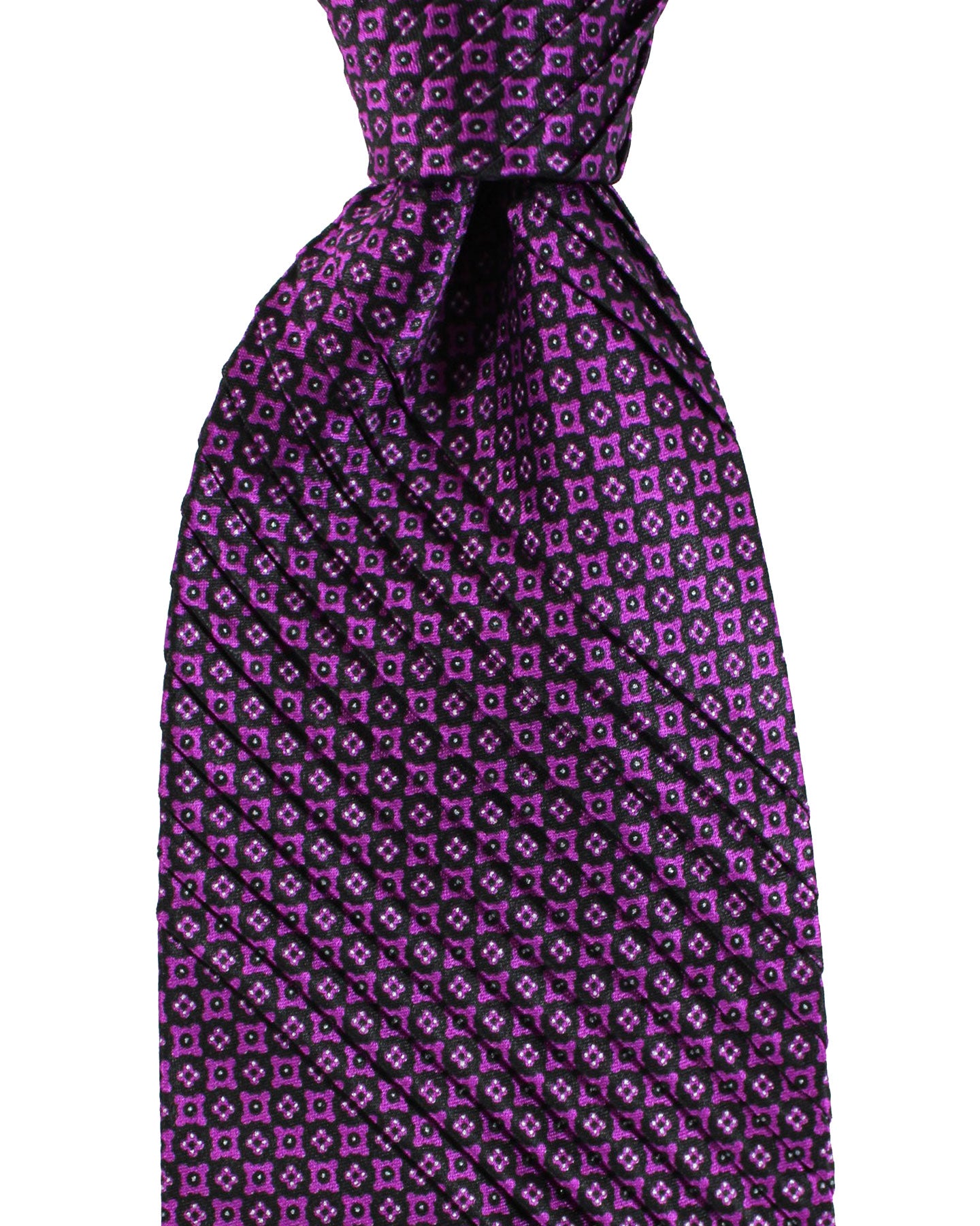 Stefano Ricci Tie Purple Geometric Design - Pleated Silk