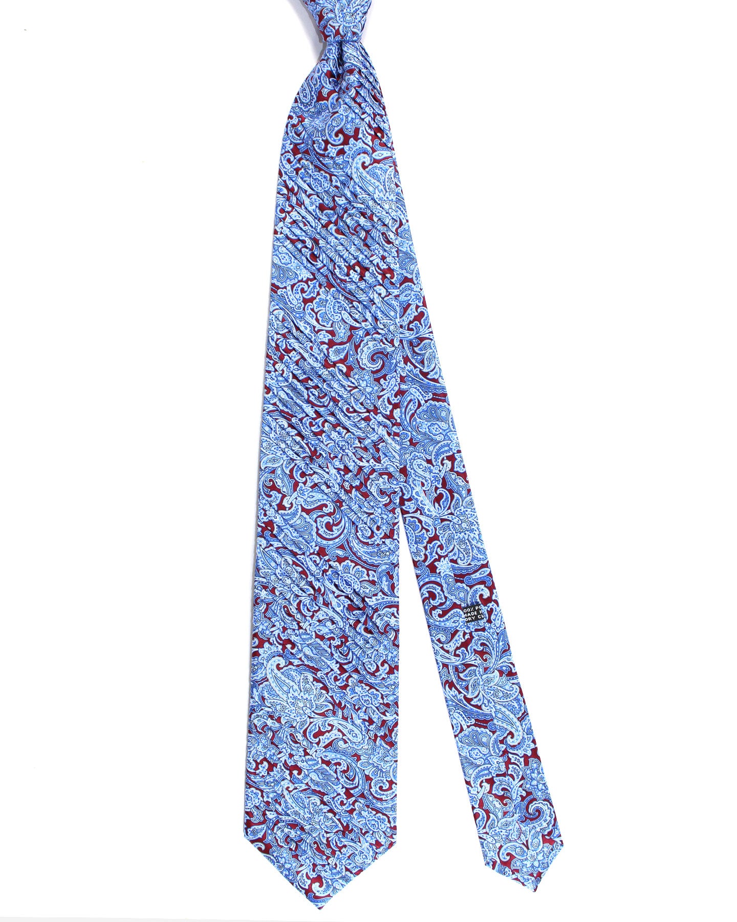 Stefano Ricci Tie Maroon Blue Paisley Ornamental - Pleated Silk