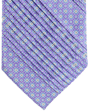 Stefano Ricci Pleated Silk Tie Lilac Medallions