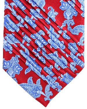 Stefano Ricci Tie Red Blue Paisley - Pleated Silk