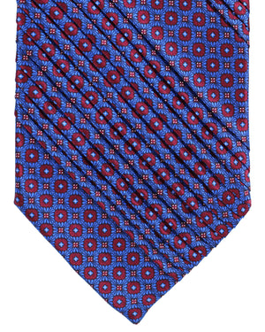 Stefano Ricci Tie Lapis Blue Burgundy Geometric - Pleated Silk