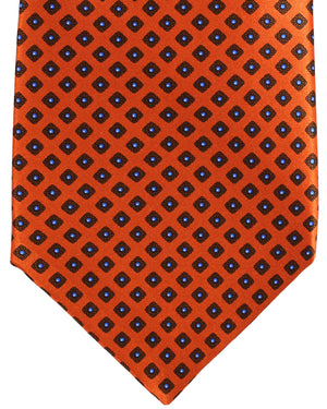 Stefano Ricci Silk Tie Rust Orange Blue Medallions