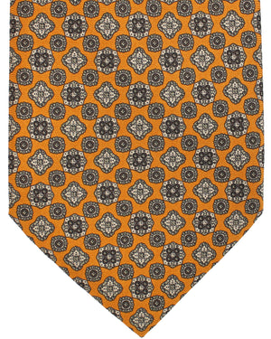 Stefano Ricci Silk Tie Olive Gray Medallions