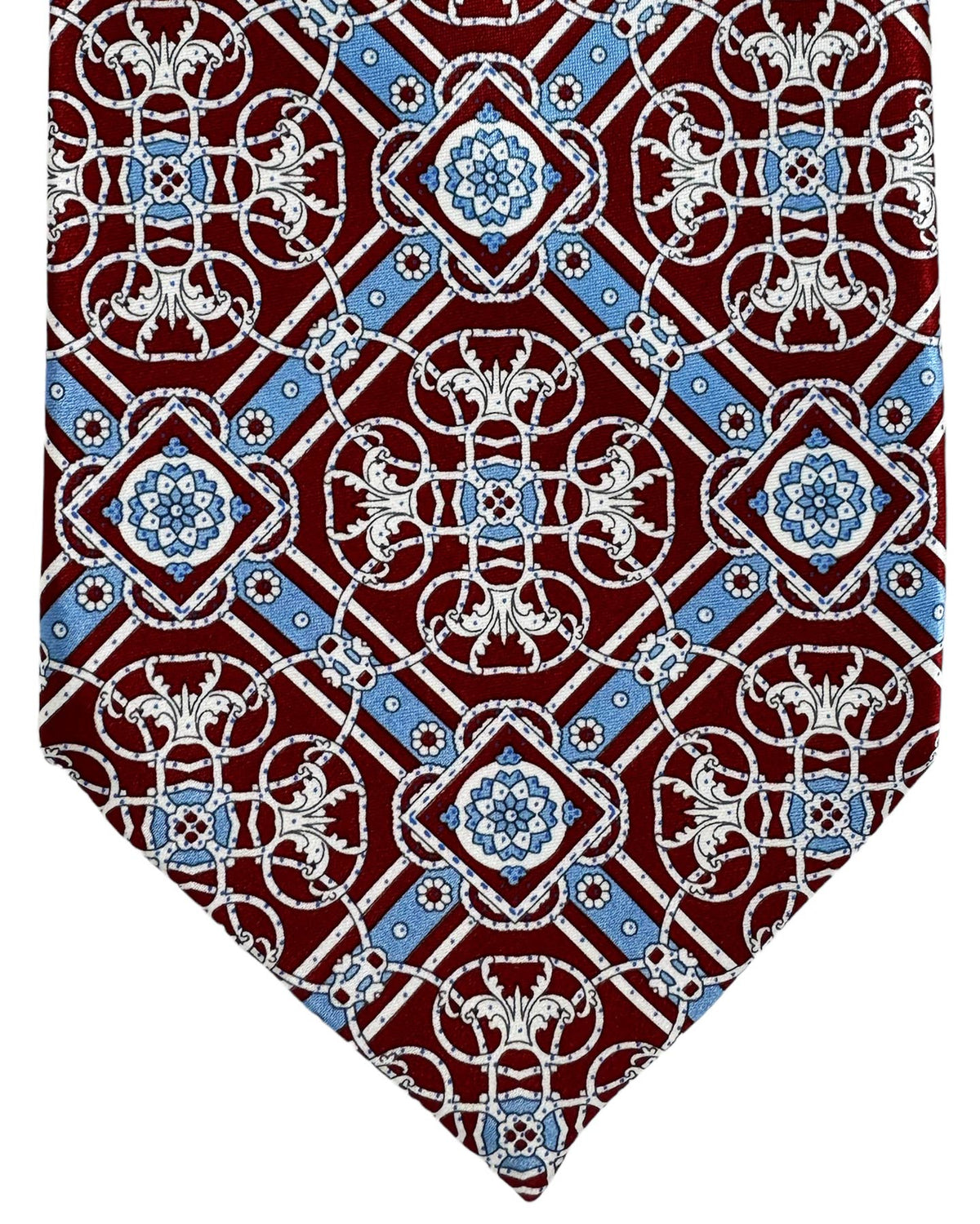 Stefano Ricci Silk Tie Dark Red Blue Design