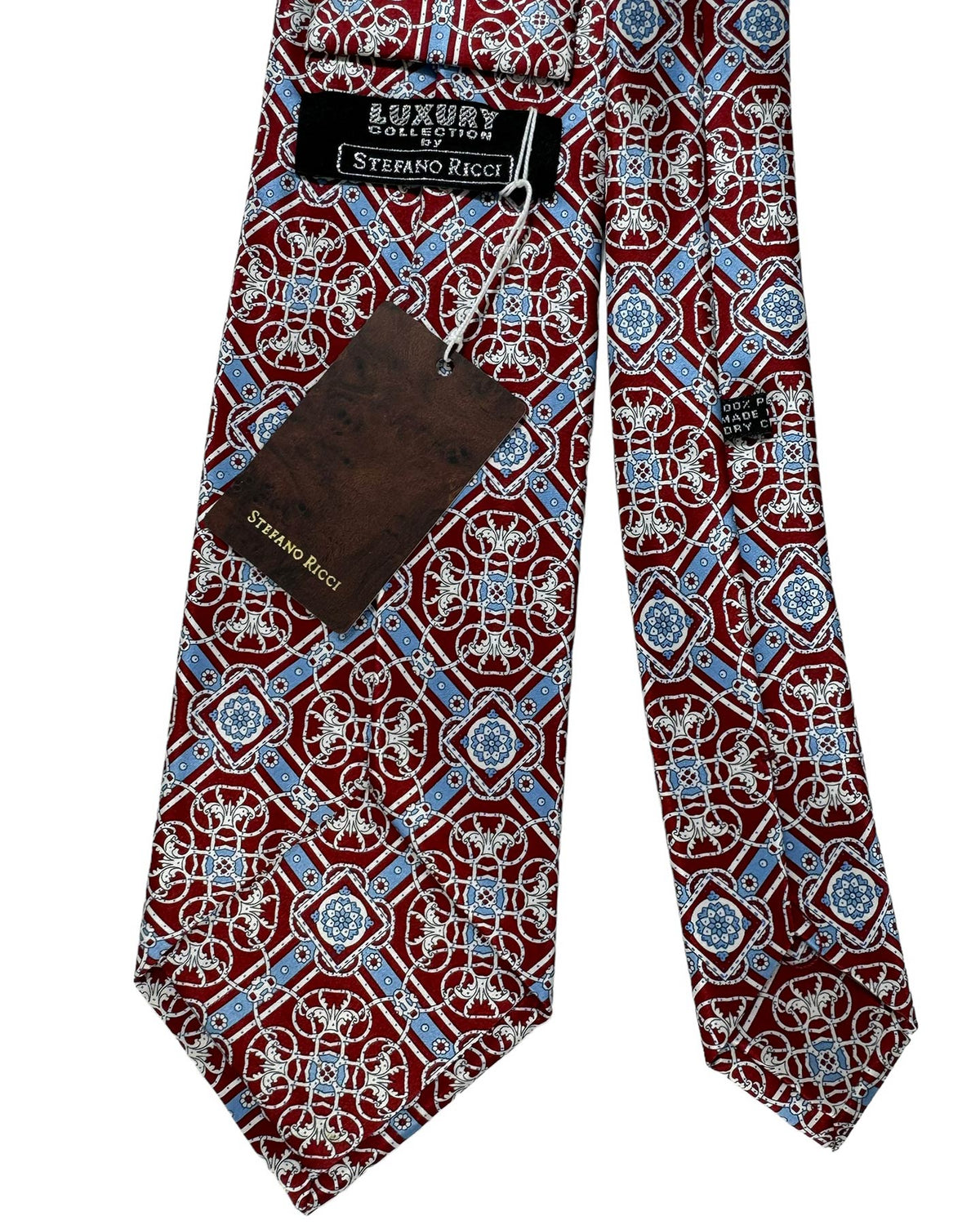 Stefano Ricci Silk Tie Dark Red Blue Design