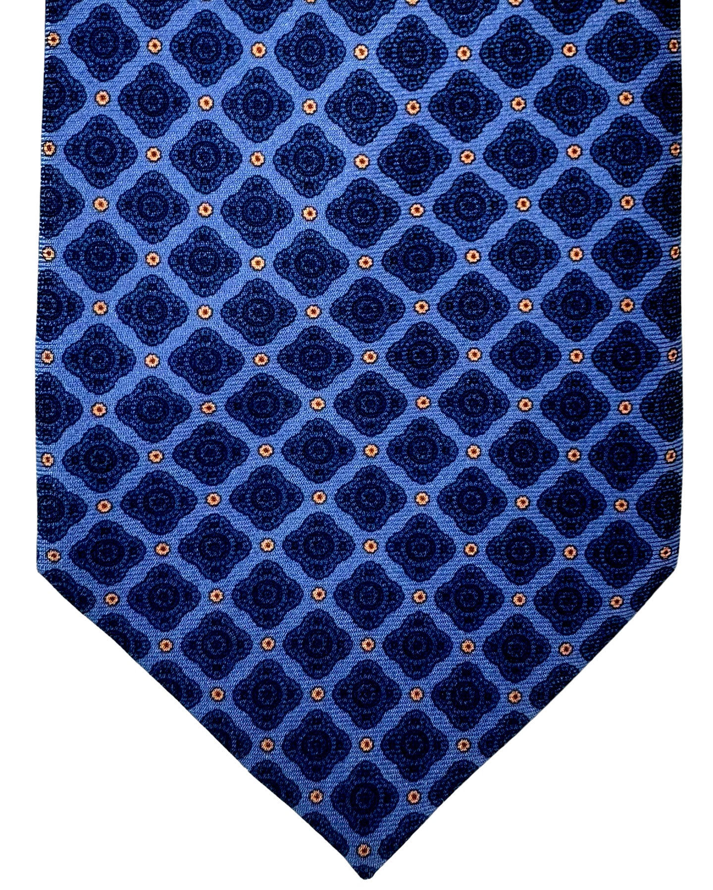 Stefano Ricci Tie Midnight Blue Peach Orange Medallions Design