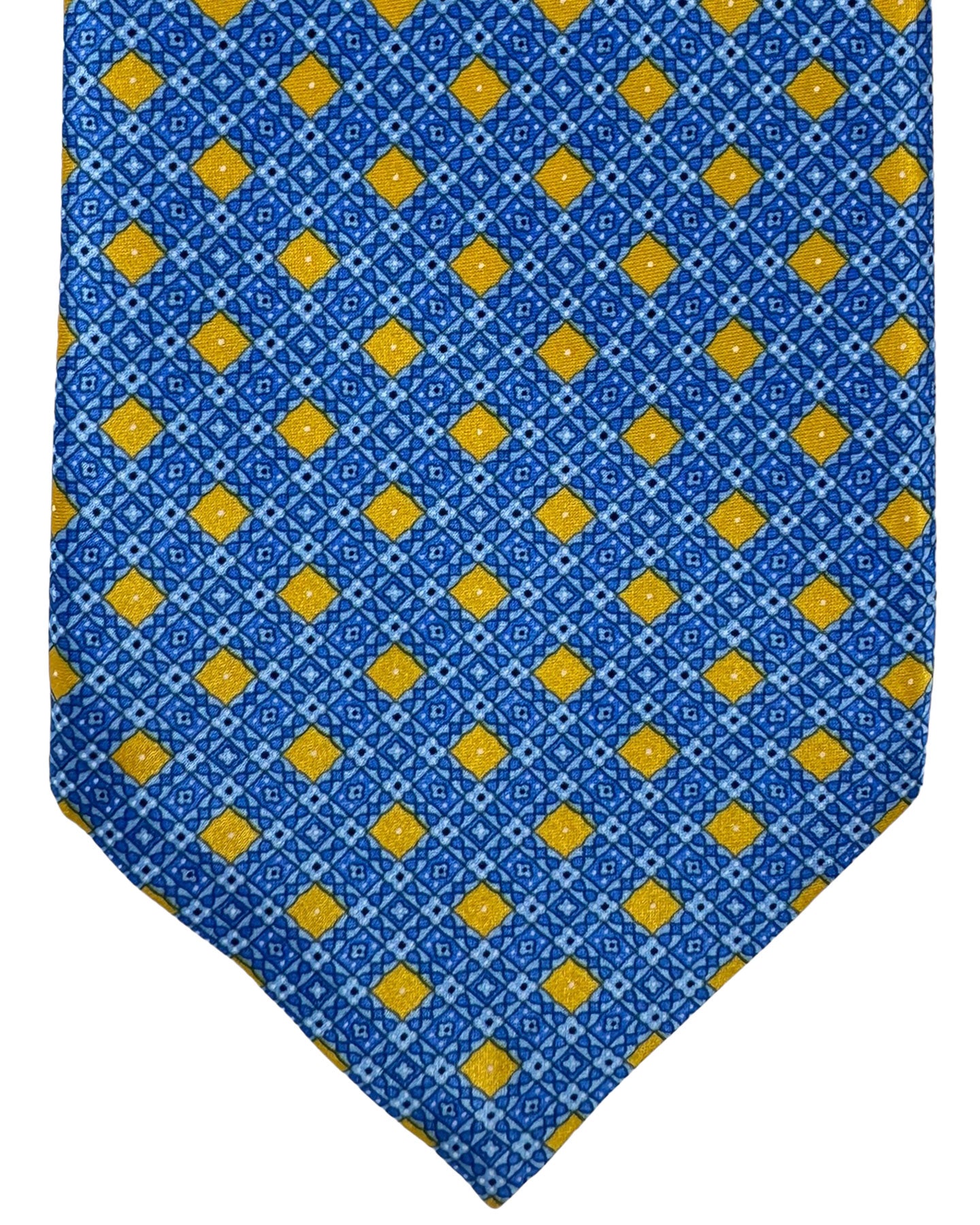 Stefano Ricci Tie Royal Blue Orange Micro Pattern Design