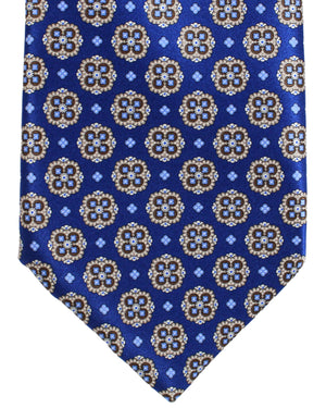 Stefano Ricci Silk Tie Royal Blue Brown Medallions