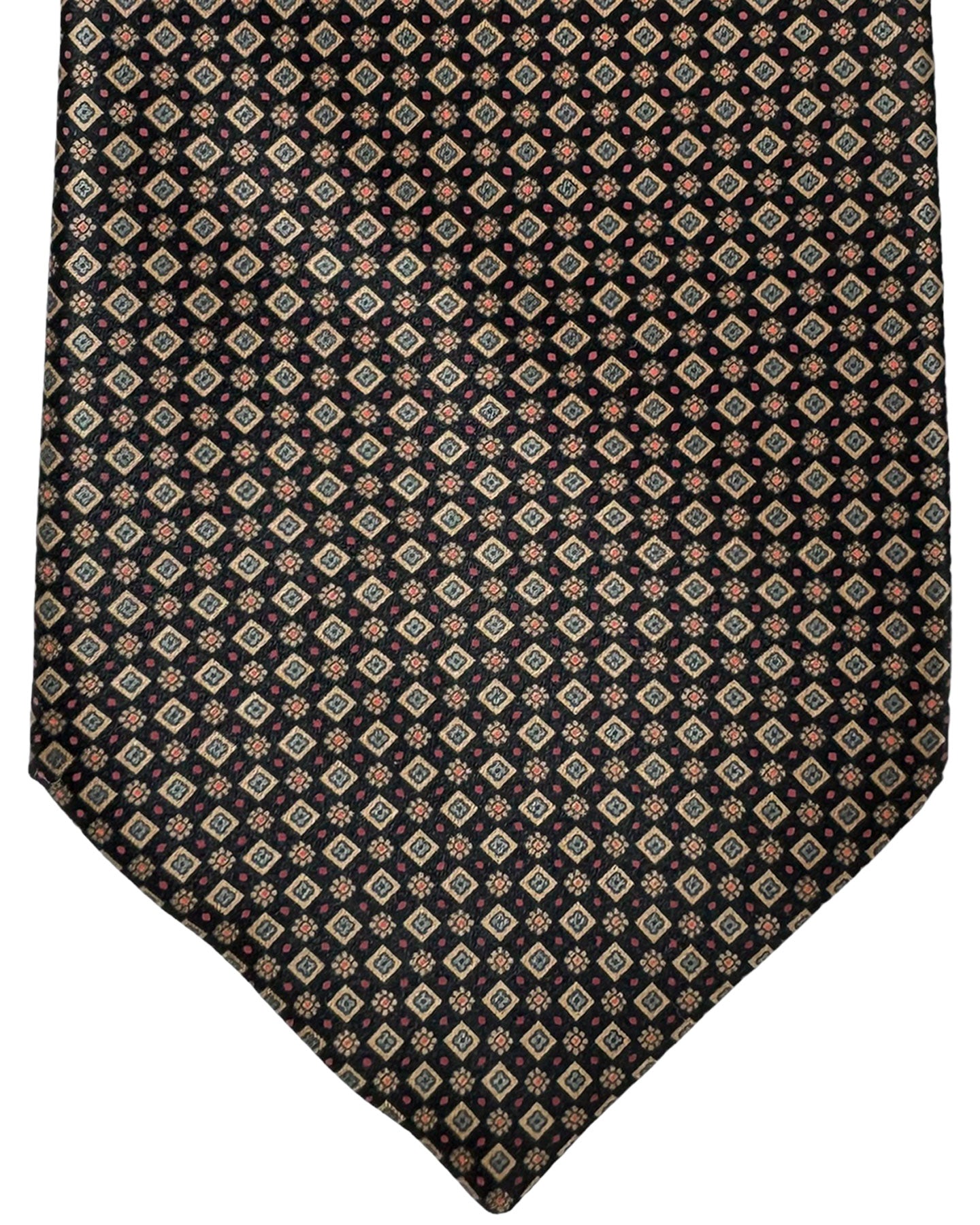 Stefano Ricci Silk Tie Black Taupe Red Micro Flowers