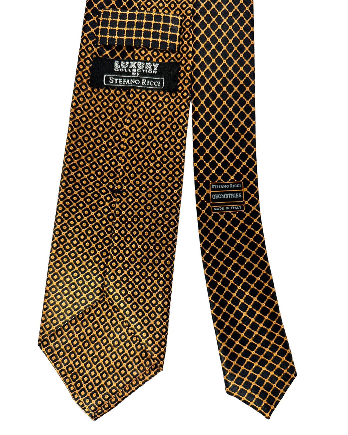 Stefano Ricci Silk Tie Black Orange Gold - Geometries