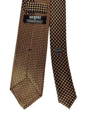 Stefano Ricci Silk Tie Black Orange Gold - Geometries