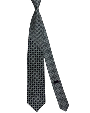 Stefano Ricci Silk Tie Midnight Blue Gray Geometries  - Luxury Collection