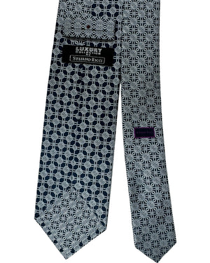 Stefano Ricci Silk Tie Midnight Blue Gray Geometries  - Luxury Collection
