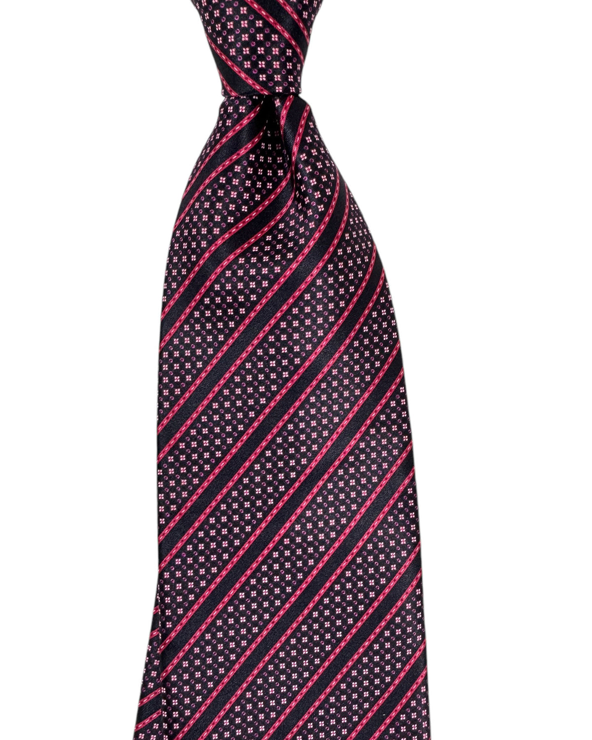 Stefano Ricci Silk Tie Black Purple Pink Striped Pattern SALE