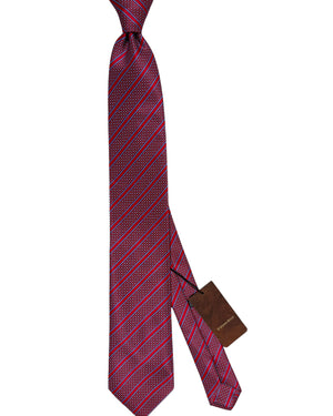 Stefano Ricci Silk Tie Blue Red Striped Pattern 