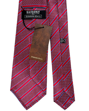 Stefano Ricci Silk Tie Red Blue Striped Pattern