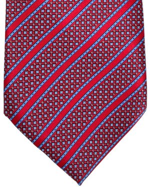 Stefano Ricci Silk Tie Black Red Striped Pattern 