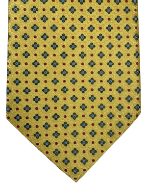 Stefano Ricci Silk Necktie Light Olive Green Red Geometric