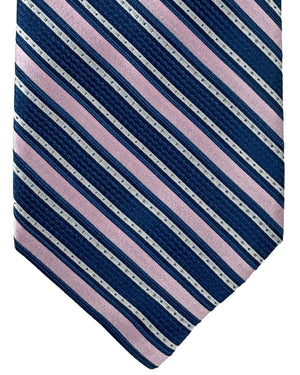 Stefano Ricci Silk Tie Pink Navy Silver Stripes