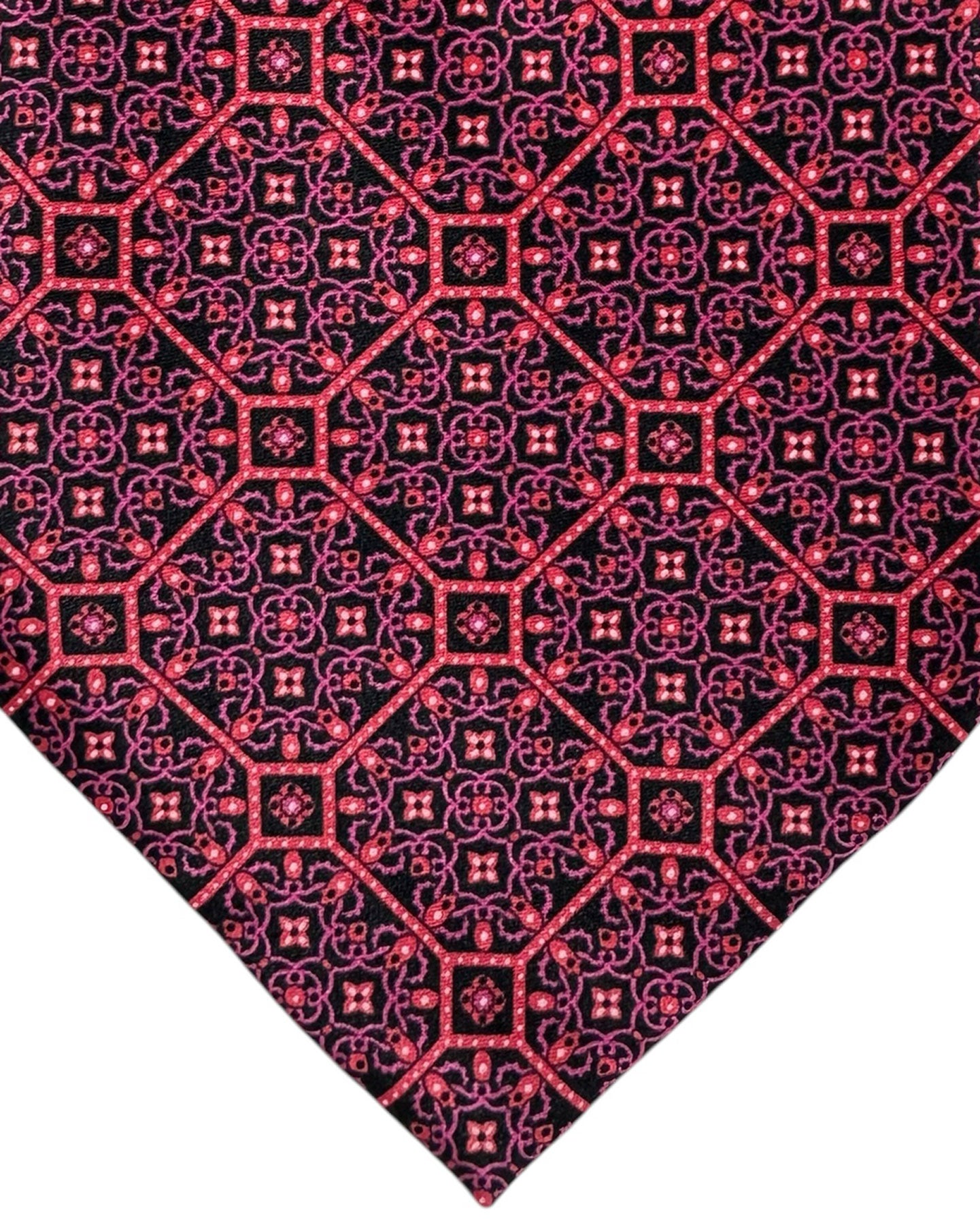 Stefano Ricci Silk Tie Purple Pink Black Medallion Design - Wide Necktie