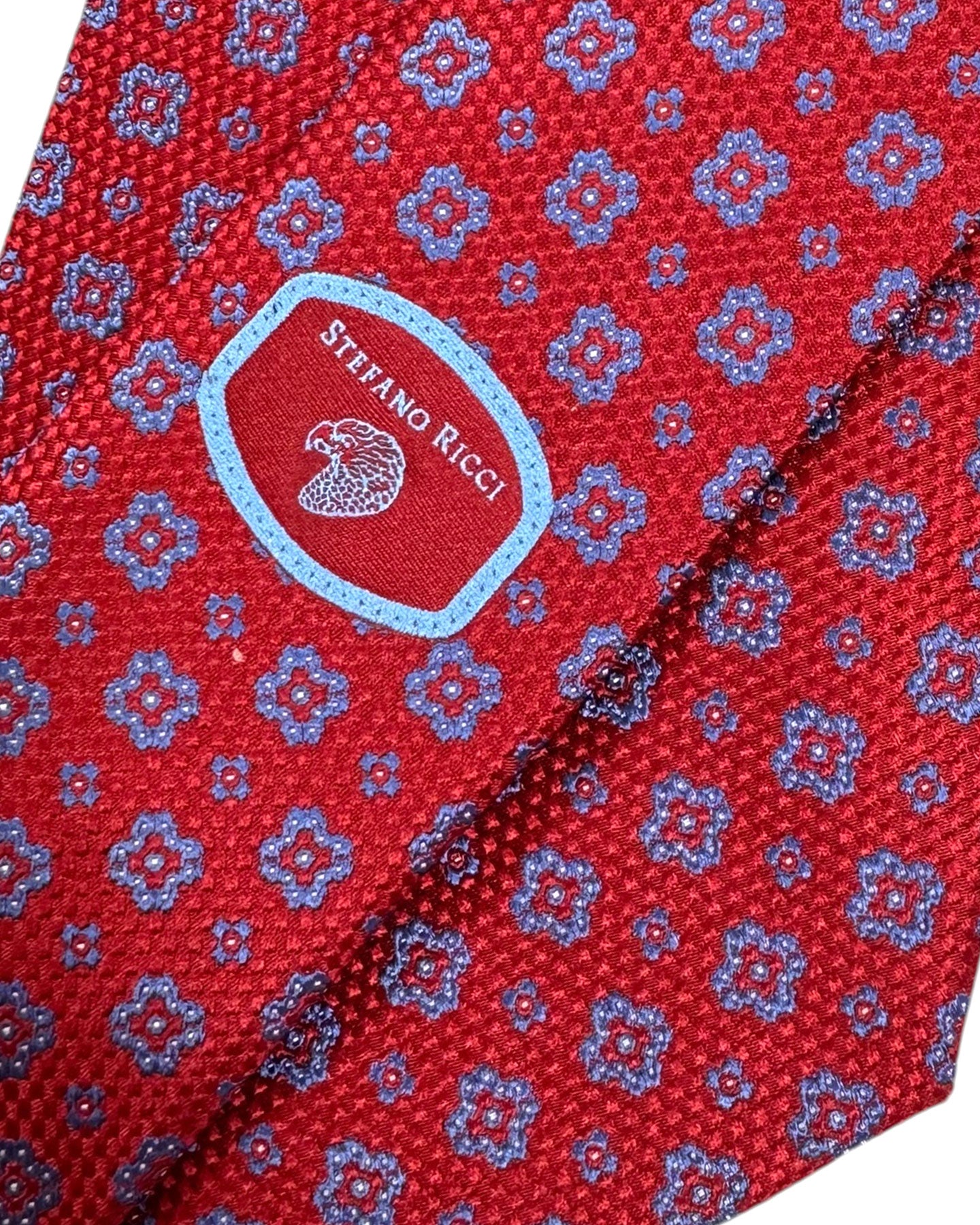 Stefano Ricci Silk Tie Red Dark Blue Mini Geometric