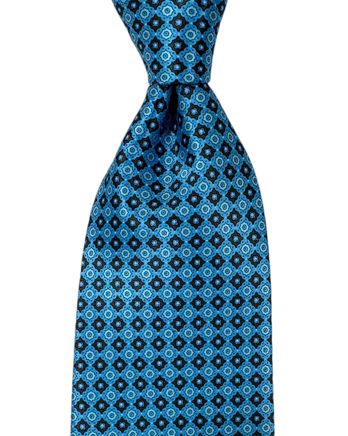 Stefano Ricci Tie Aqua Blue Brown Geometric Design