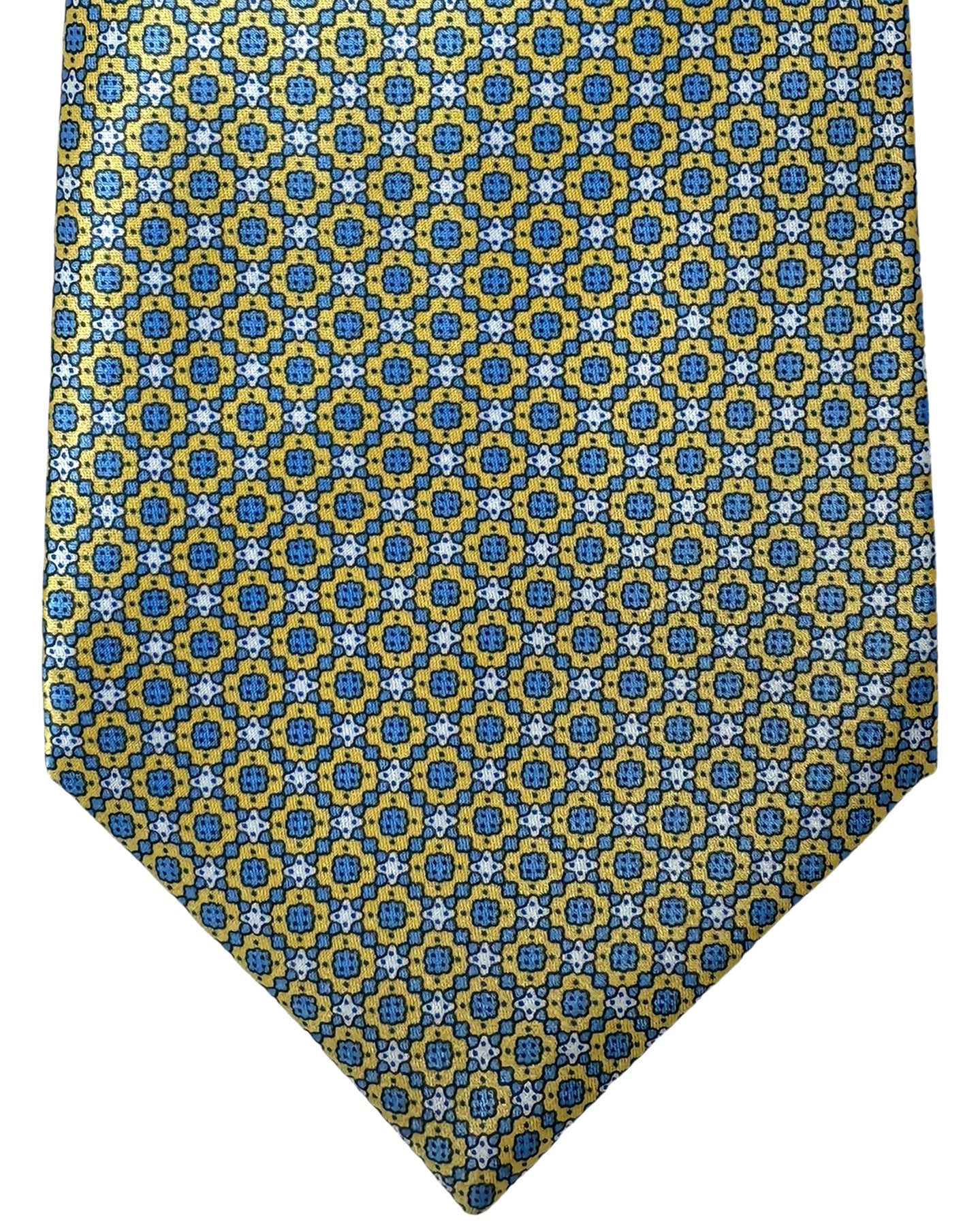 Stefano Ricci Tie Yellow Metallic Blue Geometric Design