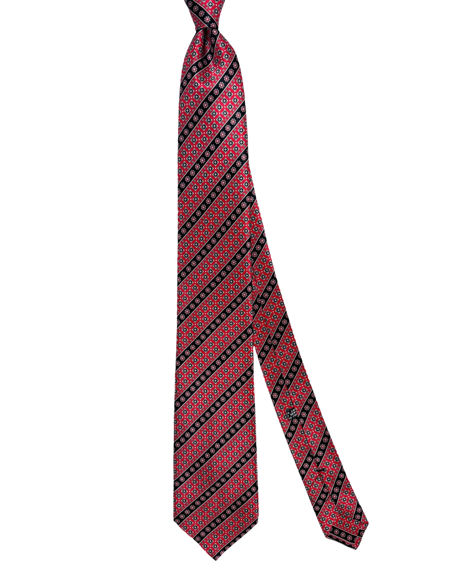 Stefano Ricci Tie Red Gray Floral Stripes Design