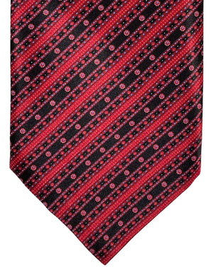 Stefano Ricci Silk Tie Black Red Stripes