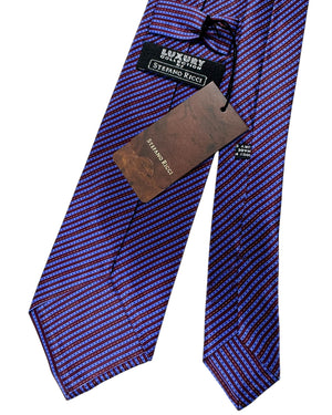 Stefano Ricci Tie Maroon Blue Stripes