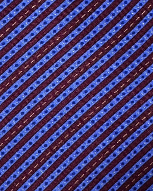 Stefano Ricci Tie Maroon Blue Stripes