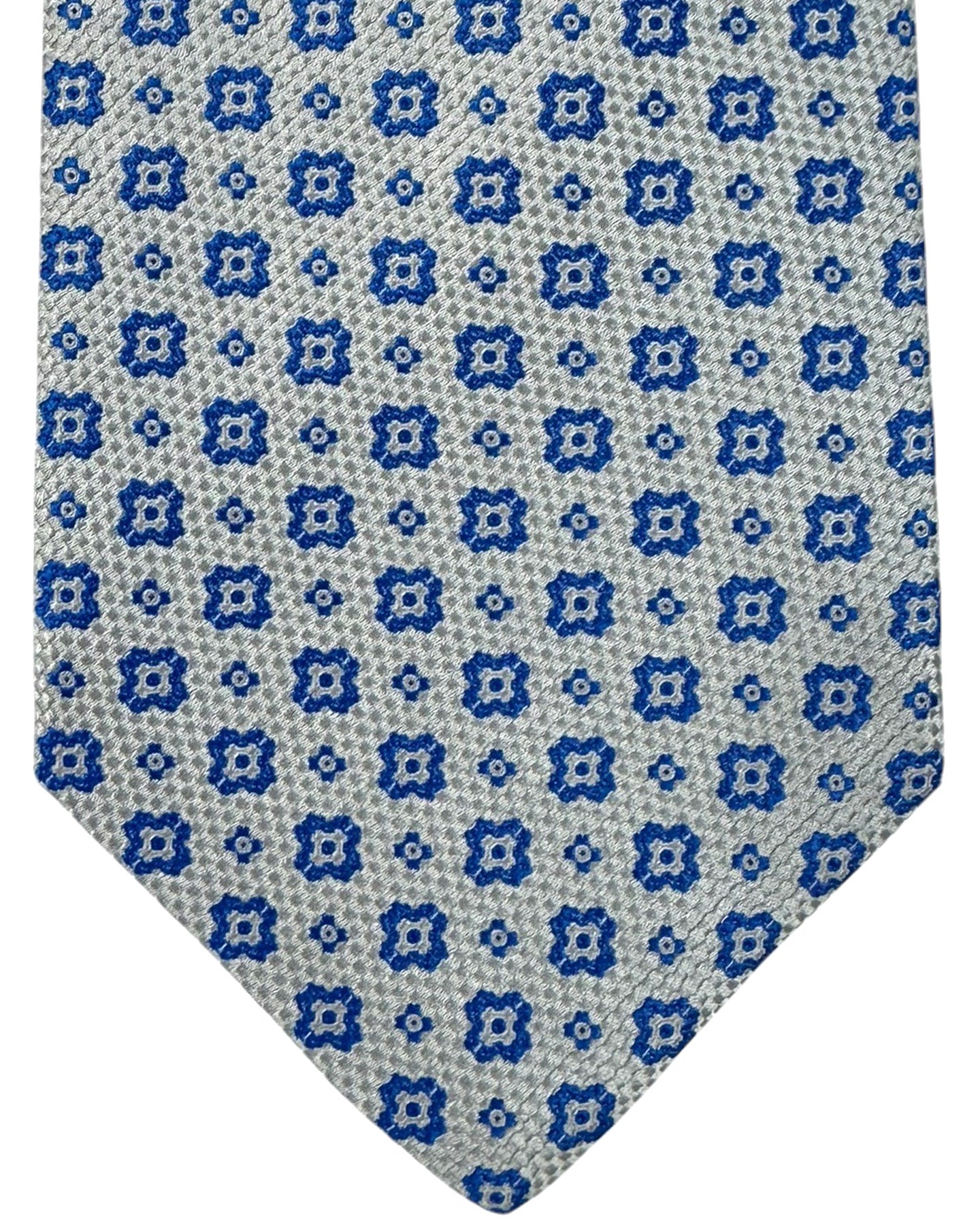 New Stefano Ricci Silk Tie Gray Blue Geometric