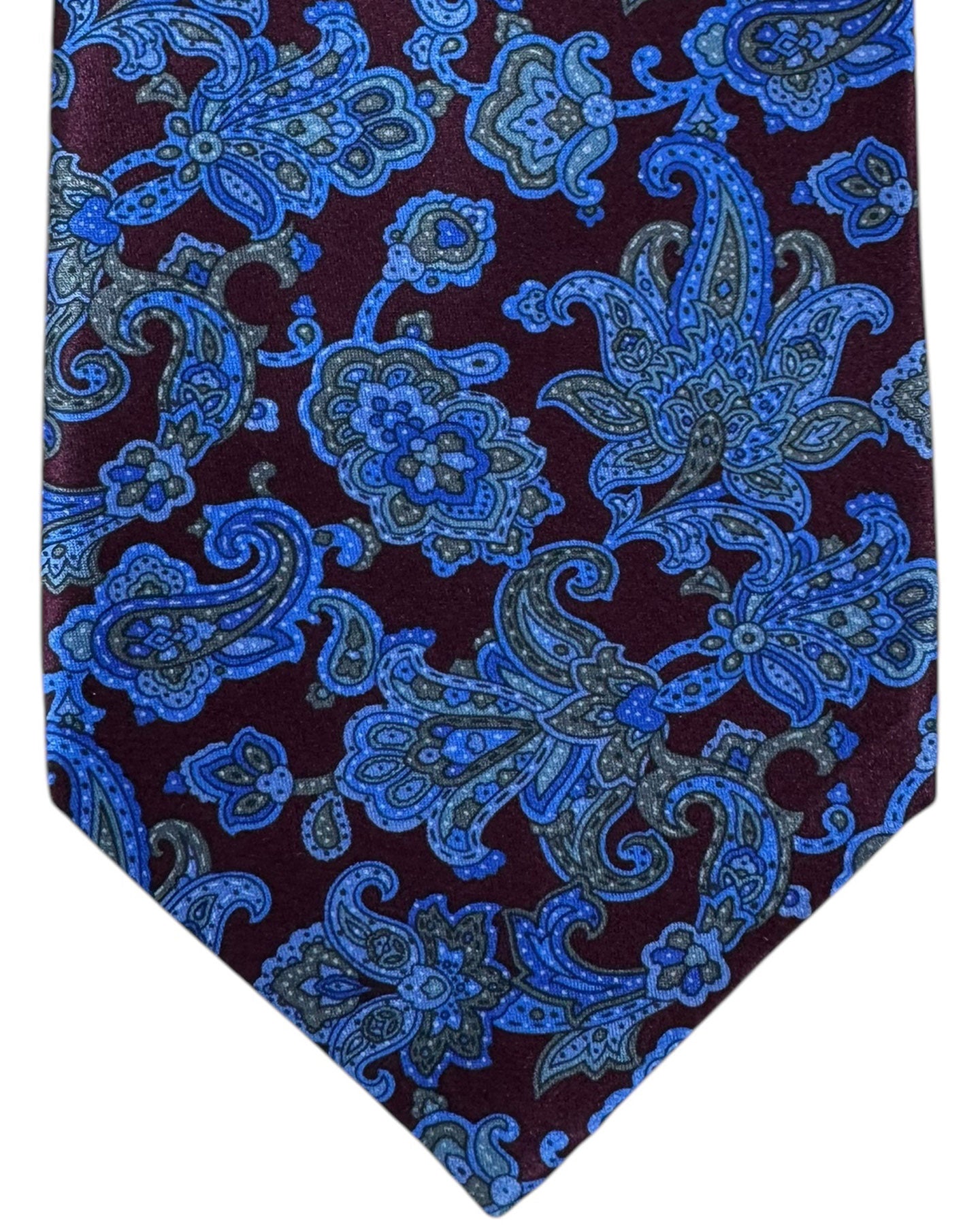 Stefano Ricci Tie Maroon Blue Gray Ornamental Paisley