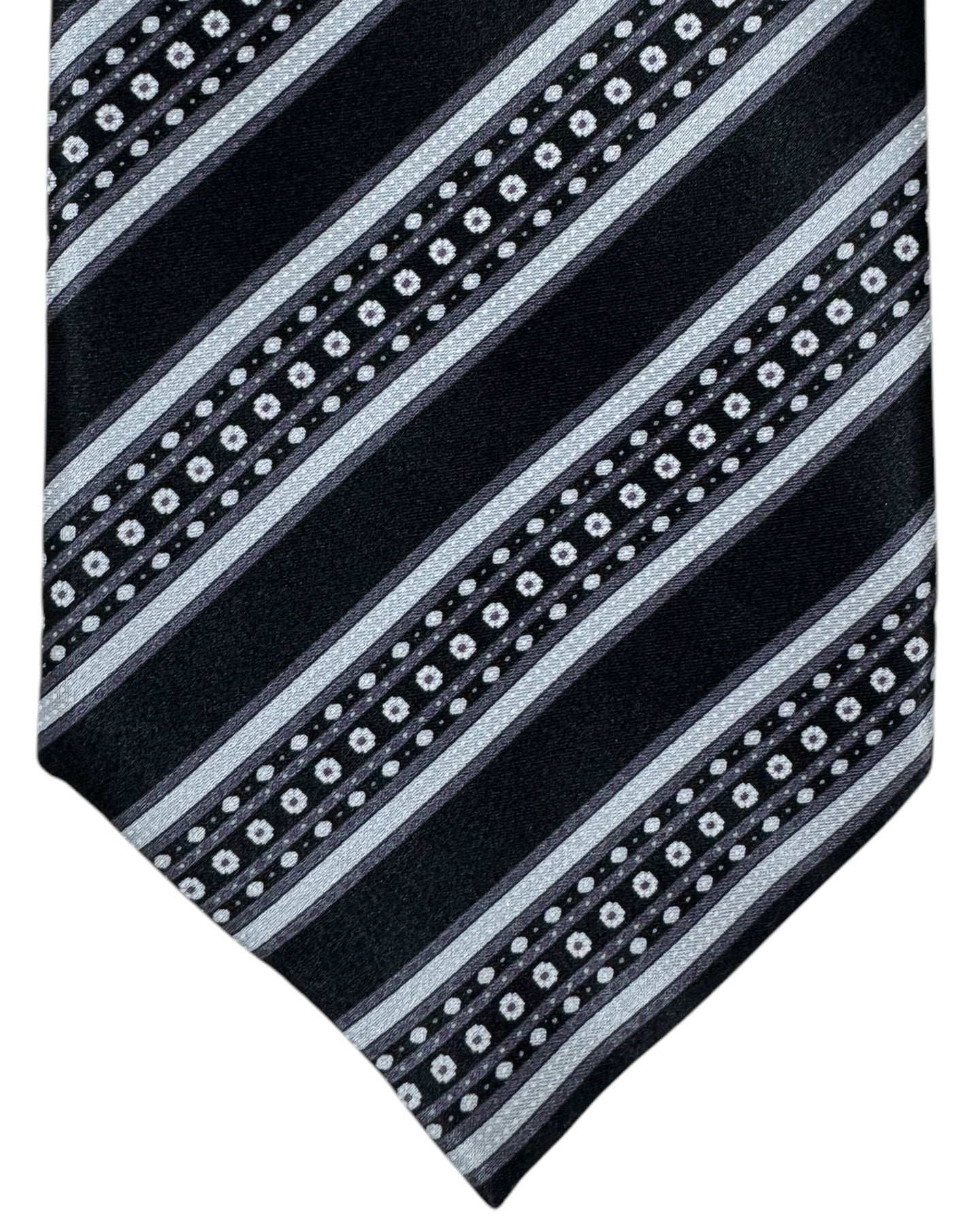 Stefano Ricci Tie Black Gray Patterned Stripes