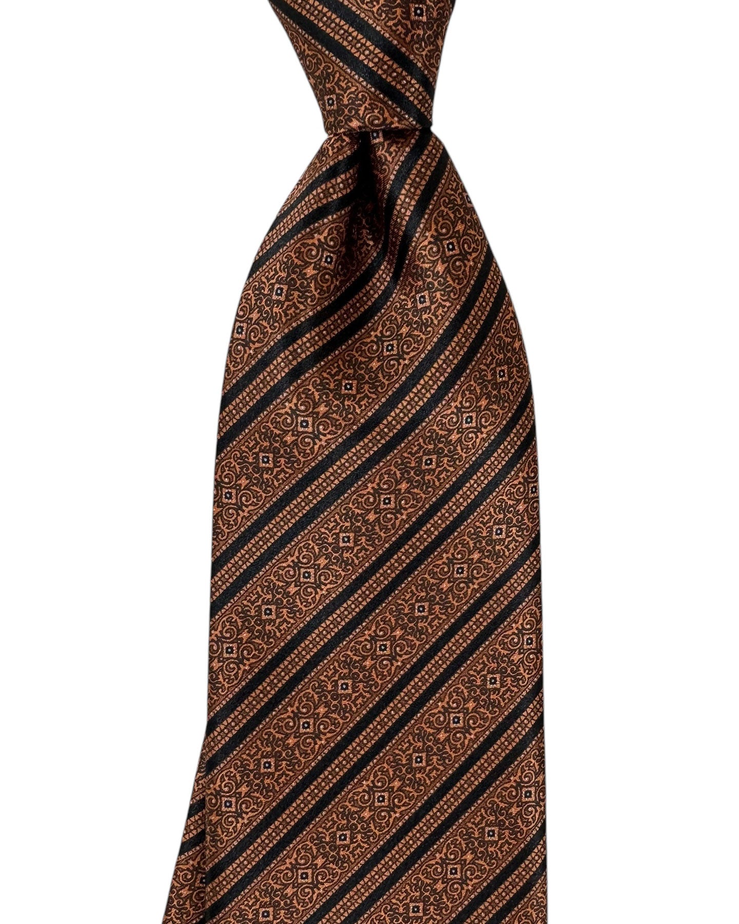 Stefano Ricci Tie Brown Black Patterned Stripes