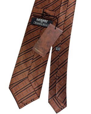 Stefano Ricci Tie Brown Black Patterned Stripes