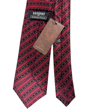 Stefano Ricci Tie Red Black Striped Pattern