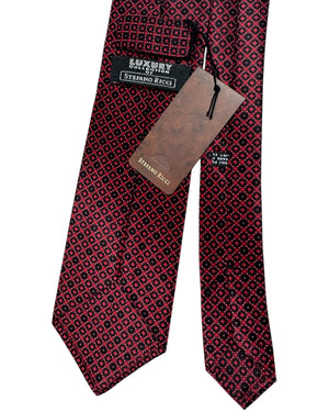 Stefano Ricci Tie Black Red Geometric 