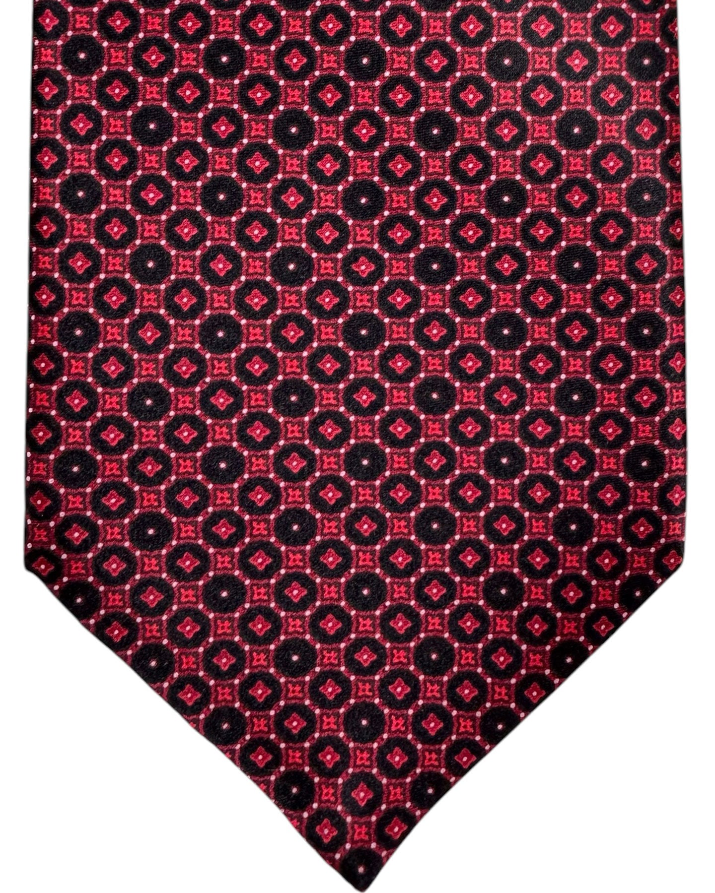 Stefano Ricci Silk Tie Black Red Geometric 