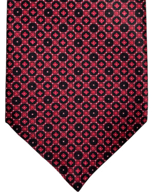 Stefano Ricci Silk Tie Black Red Geometric 