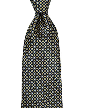 Stefano Ricci Tie Black Silver Yellow Geometric