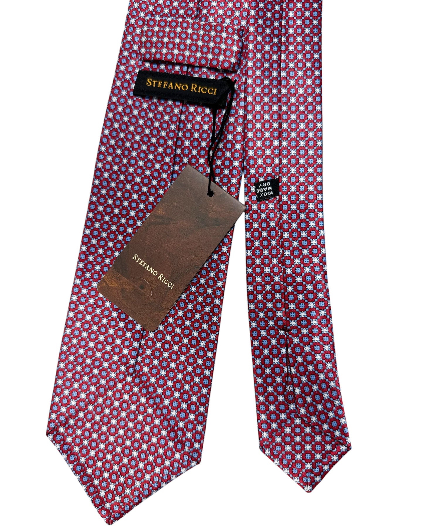 Stefano Ricci Tie Cranberry Blue Geometric