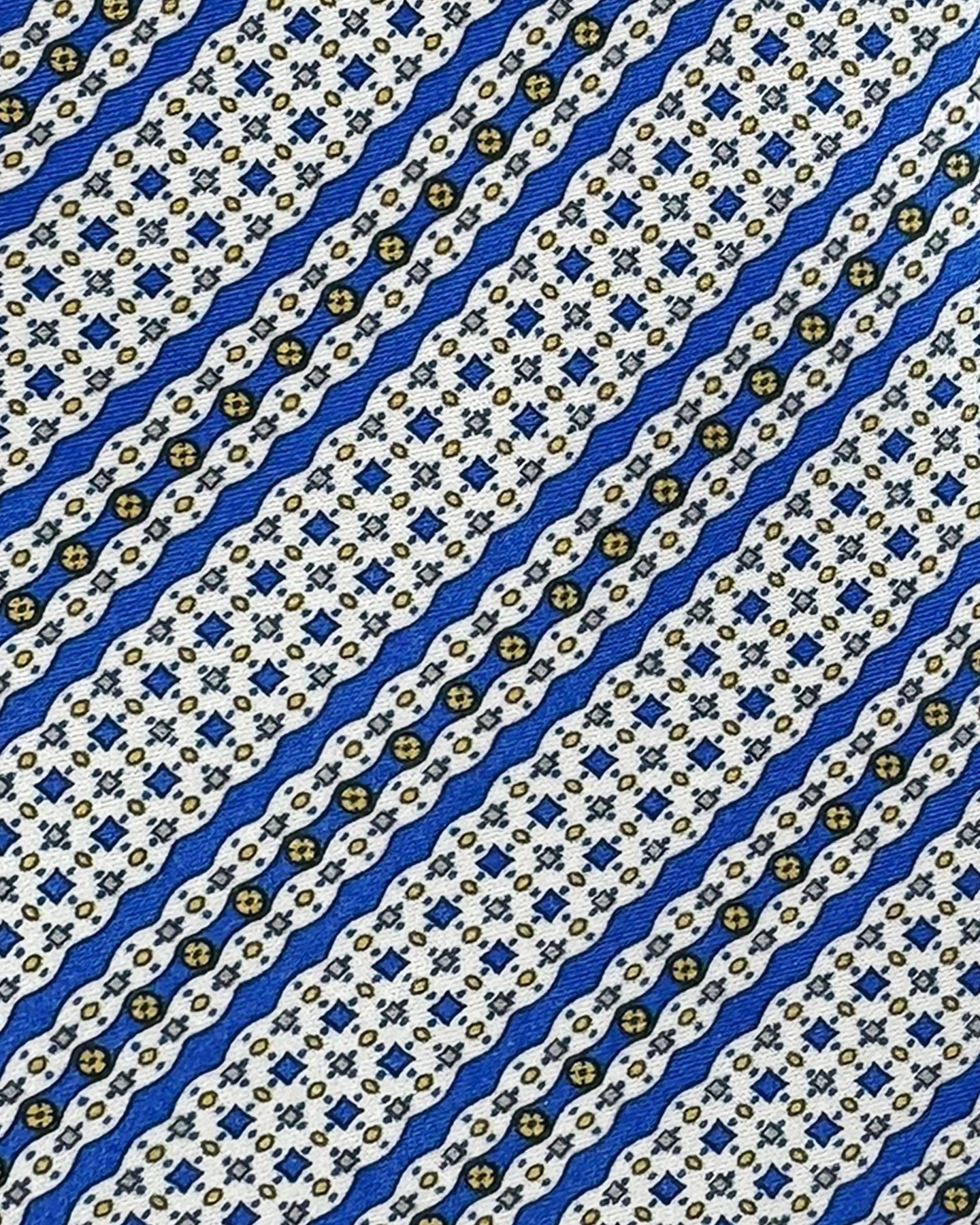 Stefano Ricci Tie White-Silver Blue Patterned Stripes Design