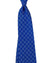 Blue tie with white geometric pattern on a white background