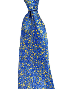 Stefano Ricci Silk Tie Yellow Blue Floral Design