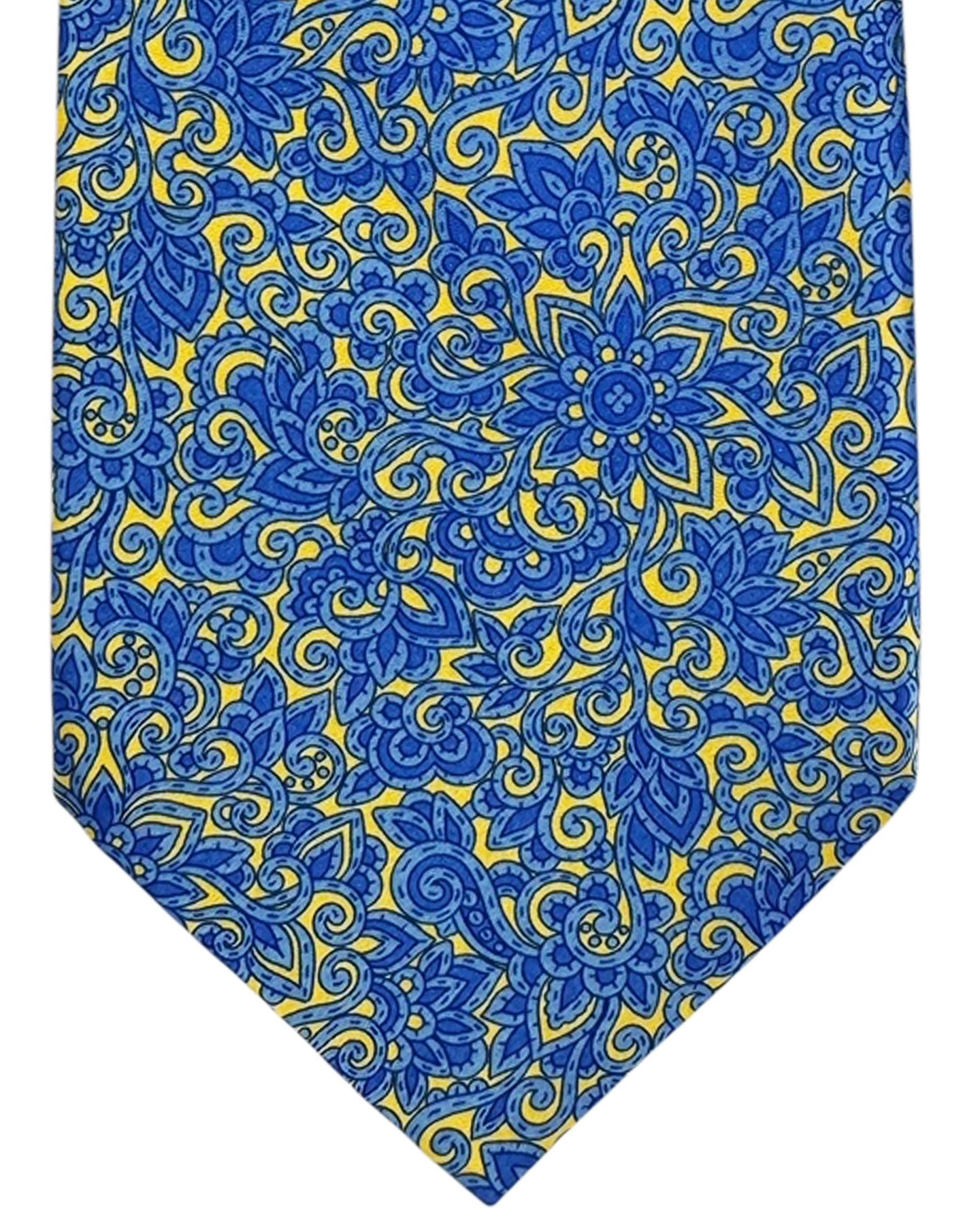 Stefano Ricci Silk Tie Yellow Blue Floral Design