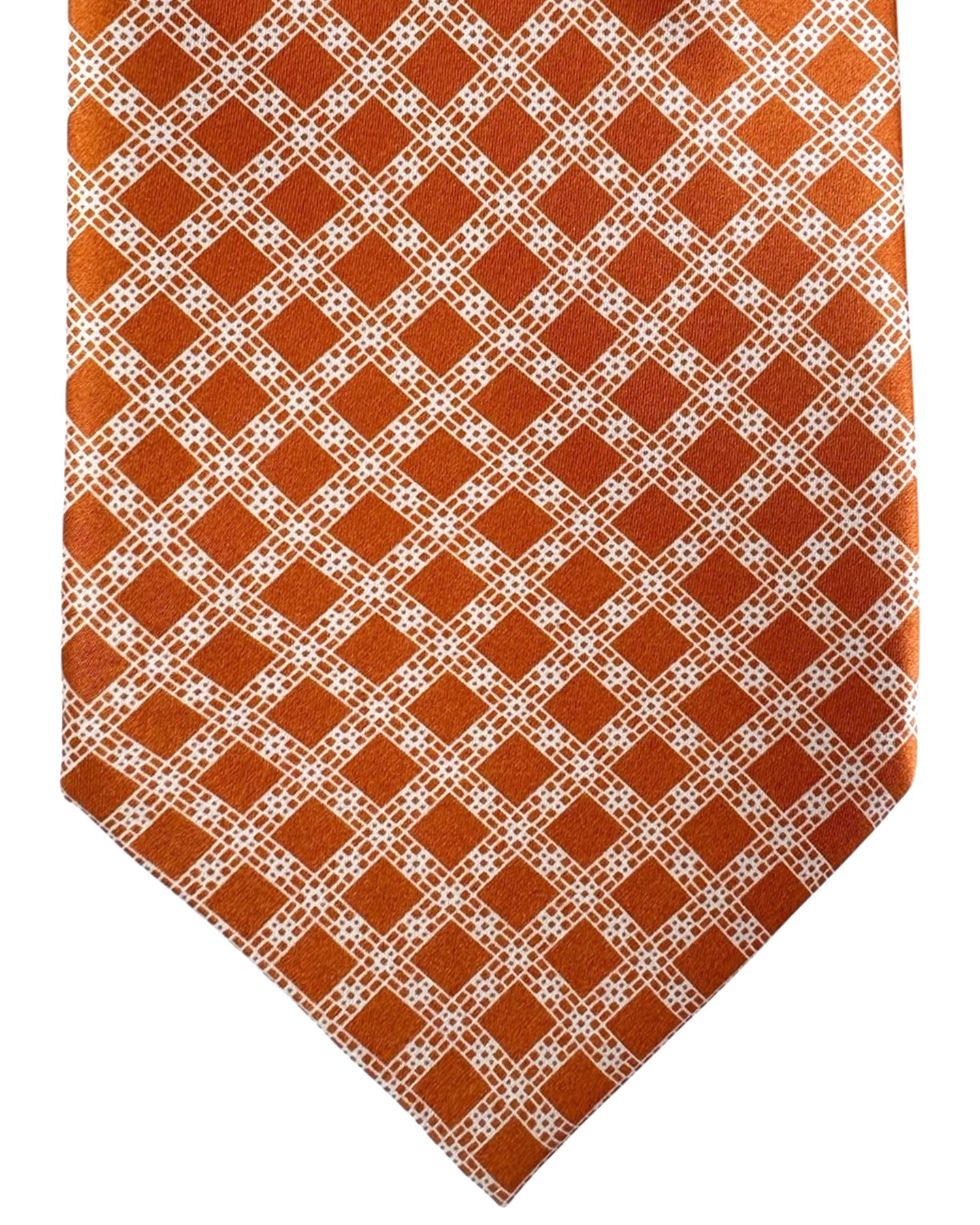 Stefano Ricci Silk Tie Orange Silver Design